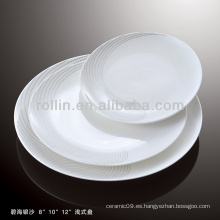 Sanos duradero de porcelana blanca horno de arena de plata segura vajilla